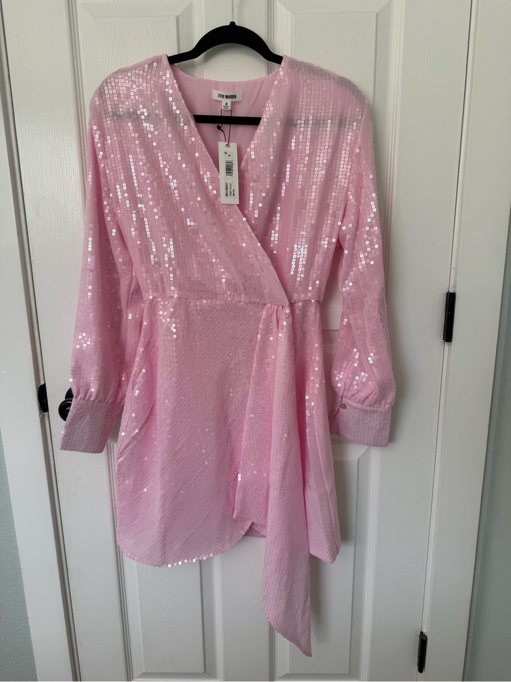 Steve Madden Kady Dress Pink Sequence Wrap NWT